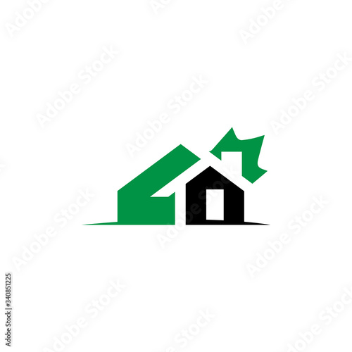 Abstract home design icon symbol with color green