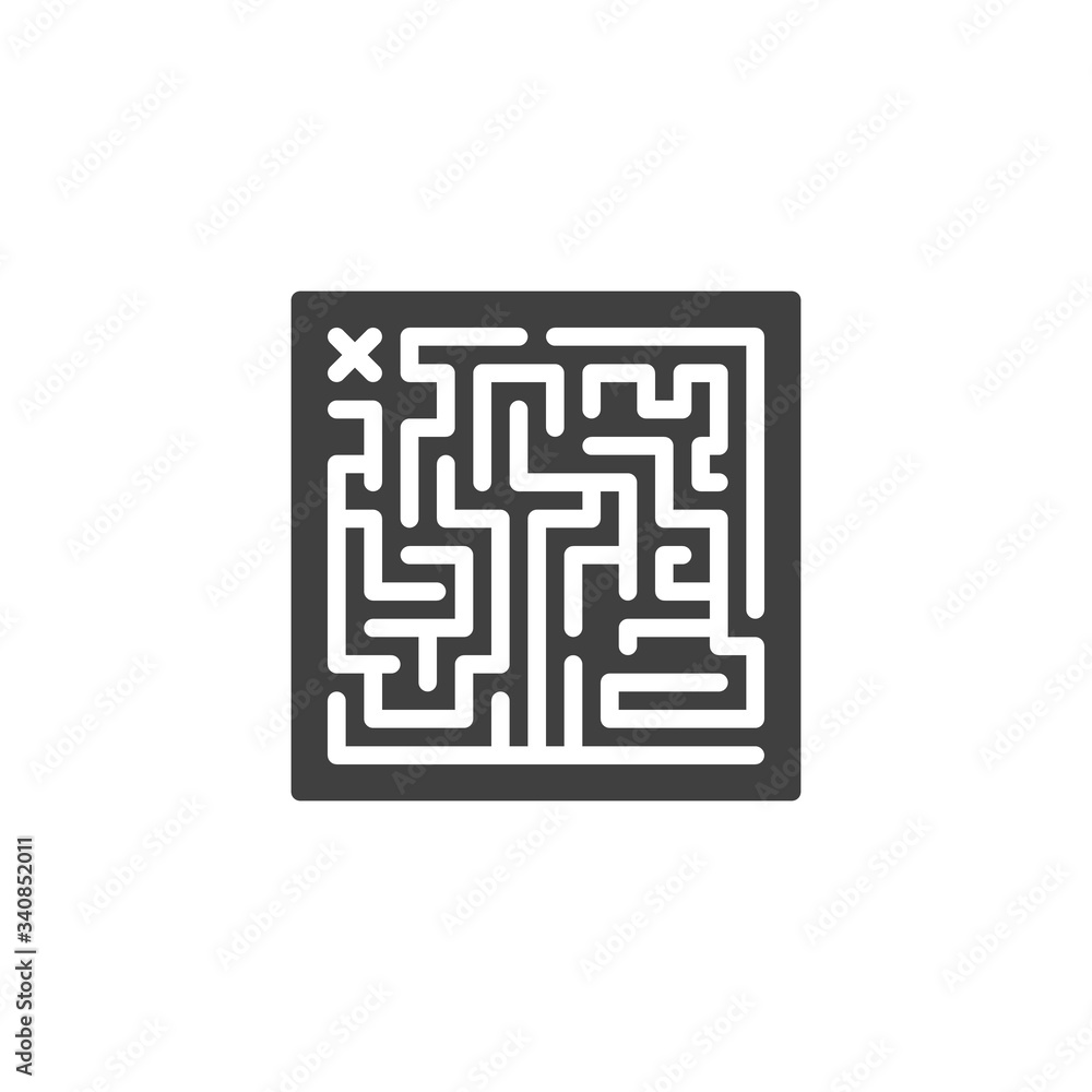 Maze Labyrinth vector icon. filled flat sign for mobile concept and web design. Labyrinth board game glyph icon. Symbol, logo illustration. Vector graphics Maze Labyrinth vector icon. filled flat sign for mobile concept and web design. Labyrinth board game glyph icon. Symbol, logo illustration. Vector graphics