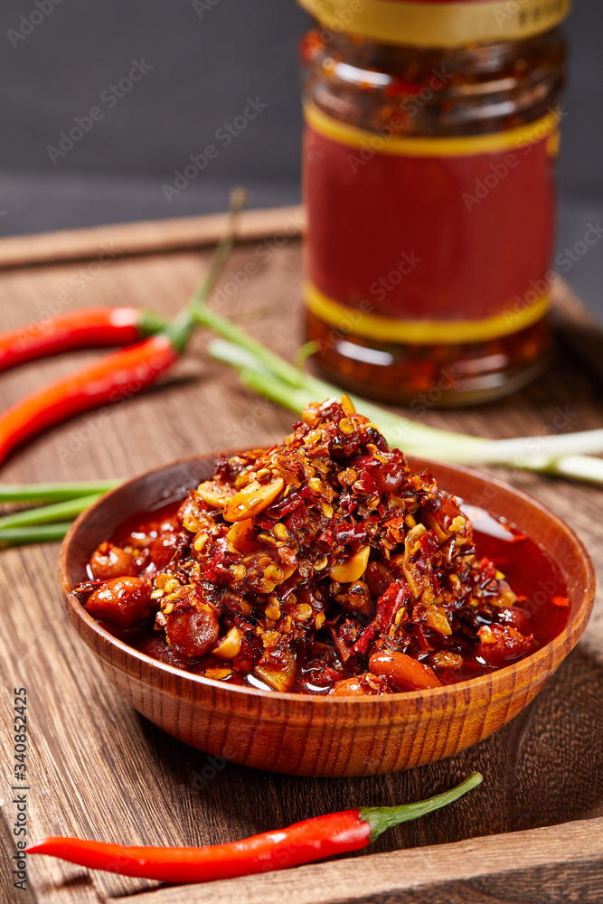 Creative drawing of the retro style of chili sauce Creative drawing of the retro style of chili sauce