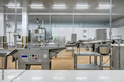 new interior of a packaging production line at a semi-finished factory