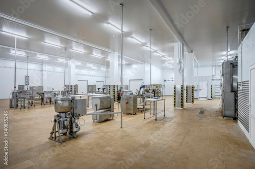new interior of a packaging production line at a semi-finished factory photo