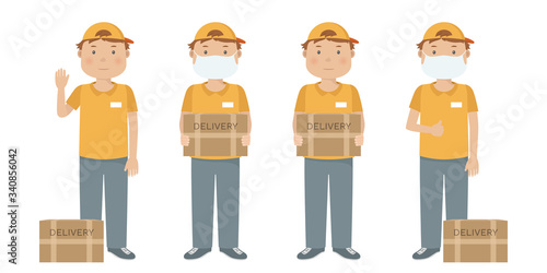 Couriers with packages. Order delivery. Vector illustration.