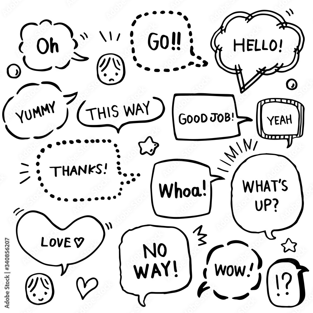 ふきだしのイラストセット 文字入り Stock Vector Adobe Stock