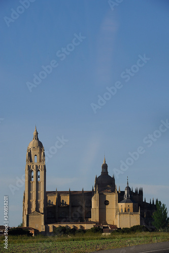 views of the cathedral of Segovia in Spain in sunny day