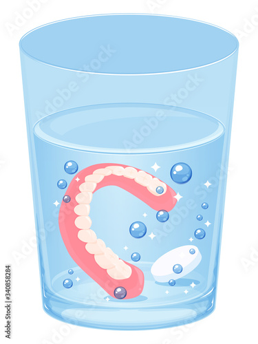 総入れ歯のイラスト_洗浄剤