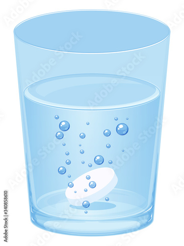 コップで発泡する錠剤イラスト