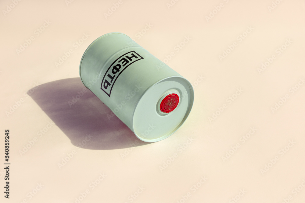 Metal barrel of oil with text Metal barrel of oil with text