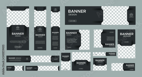 set of creative web banners of standard size with a place for photos. Vertical, horizontal and square template. vector illustration EPS 10