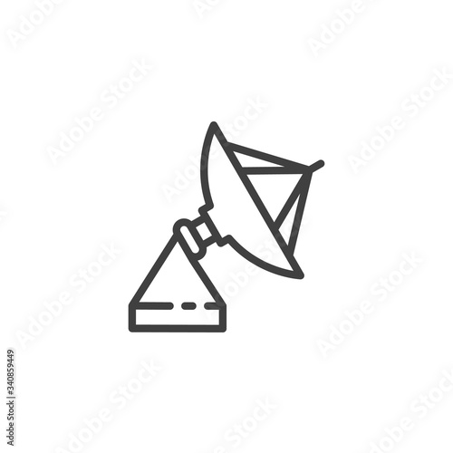 Satellite antenna line icon. linear style sign for mobile concept and web design. Parabola satellite Antenna outline vector icon. Symbol, logo illustration. Vector graphics