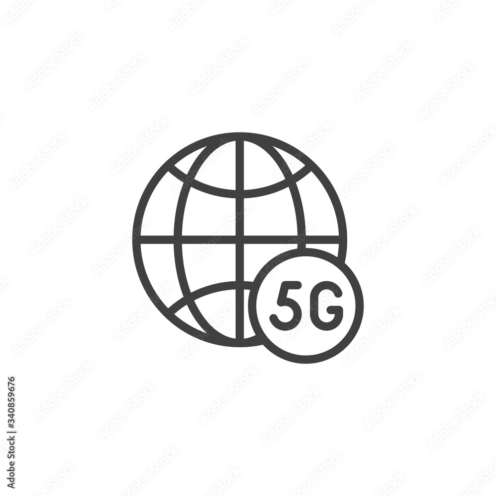 5G Global network connection line icon. linear style sign for mobile concept and web design. 5G internet network outline vector icon. Symbol, logo illustration. Vector graphics 5G Global network connection line icon. linear style sign for mobile concept and web design. 5G internet network outline vector icon. Symbol, logo illustration. Vector graphics