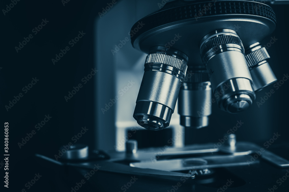 microscope close-up in science laboratory microscope close-up in science laboratory