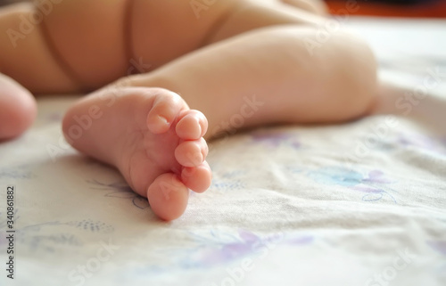 foot of little baby close up