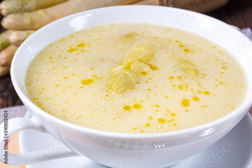 Delicious spring white asparagus soup