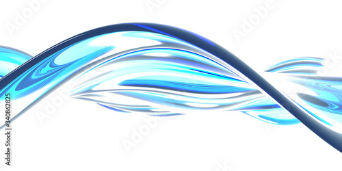 Blue water wave on white background. Clean crystal liquid