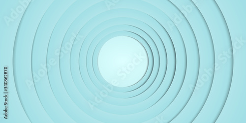 Light blue circle paper layer art background. Circle paper cut vector illustration.