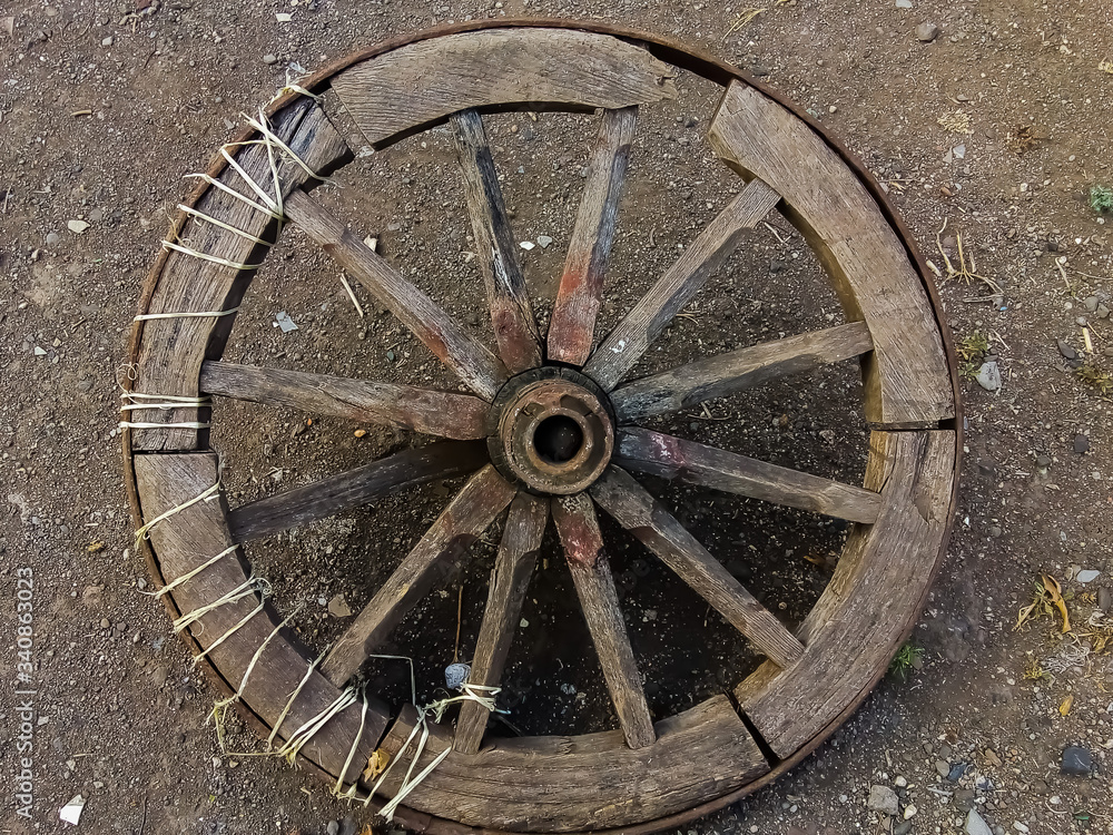 Indian traditional wheel of bullock cart.