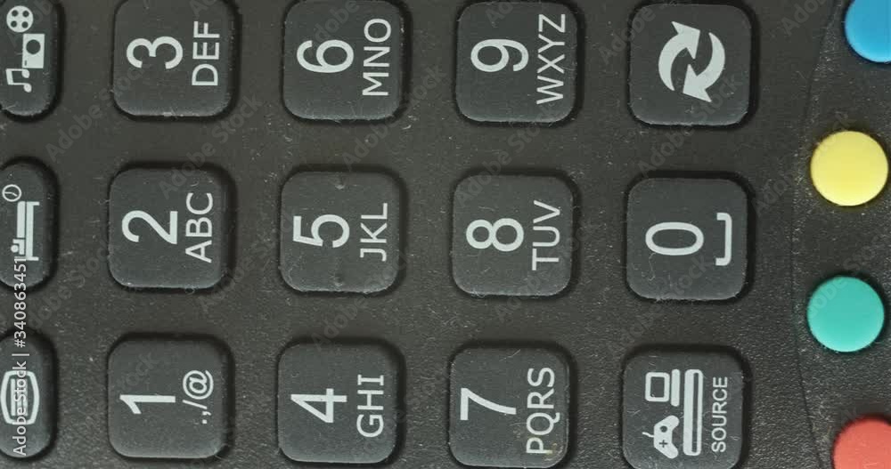 Numeric buttons of electronic remote control for TV. Tracking. Numeric buttons of electronic remote control for TV. Tracking.