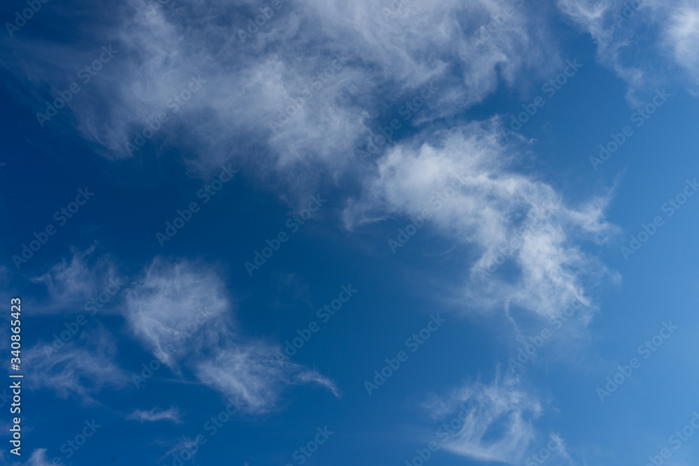 BLUE SKY WITH CLOUDS IN SPRING