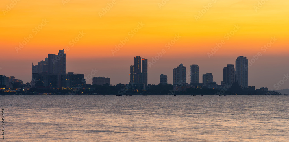 Pattaya city at sunset.
