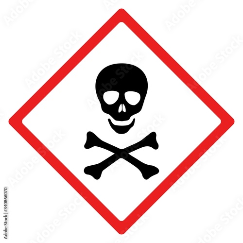 Acute toxic hazard sign or symbol.  Vector design isolated on white background.  Latest hazard signs collection. GHS hazard sign. photo