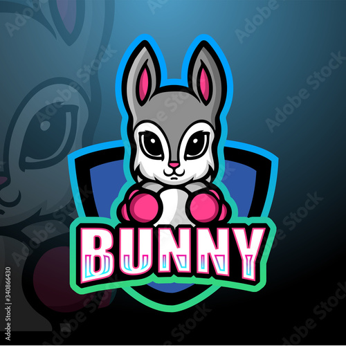 Boxing bunny mascot esport logo design