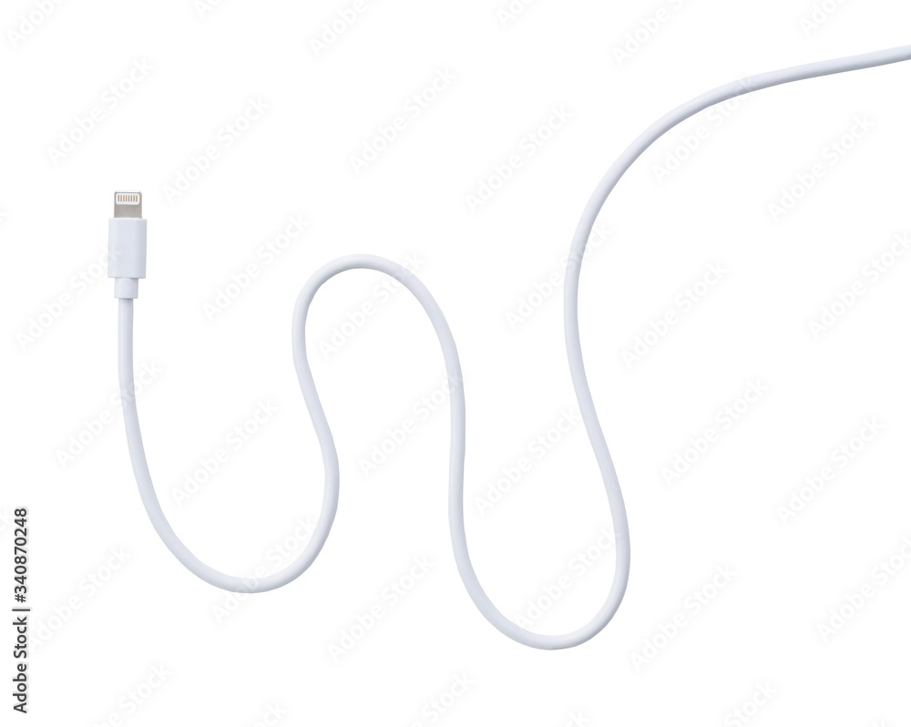 Lightning cable placed on a white background Lightning cable placed on a white background