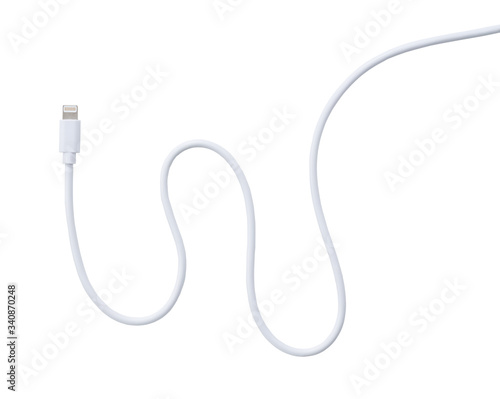 Принти на полотні Lightning cable placed on a white background