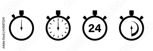 Timers icon on white background. Isolated vector set of elements time or timer. Stopwatch symbol. Vector countdown circle clock counter timer. Fast time icon. Circle arrow icon. photo