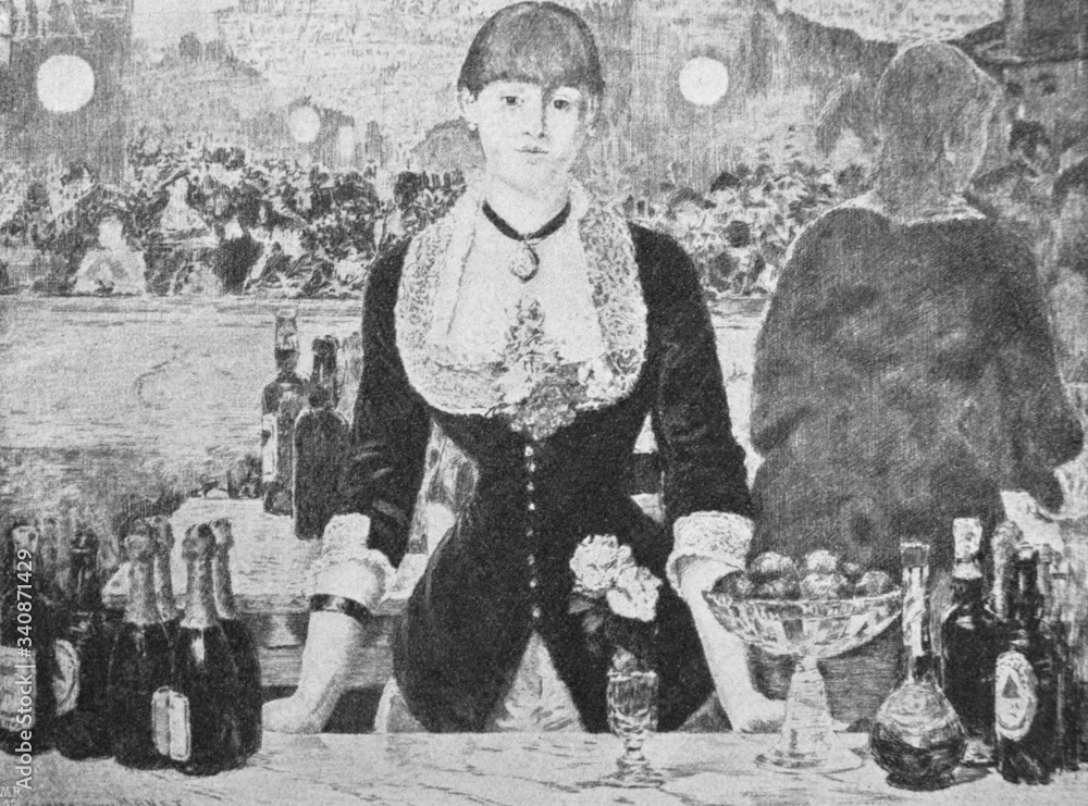 A Bar at the Folies-Bergère by Édouard Manet in the old book the History of Painting, by R. Muter, 1887, St. Petersburg
