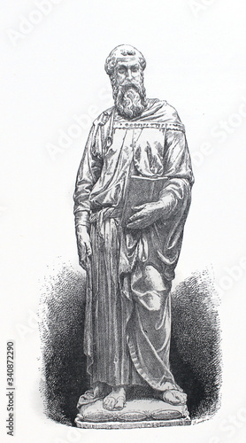 Photo The statue of the Saint Marc by Donatello in the old book La Renaissance, by E