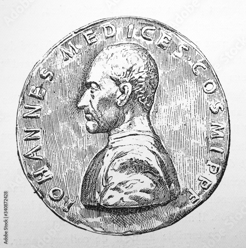 Obraz na plátně The Jean Medicis's portrait in the old book La Renaissance, by E