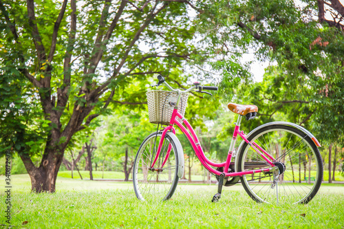Vintage bicycle on grass. Image has shallow depth of field.