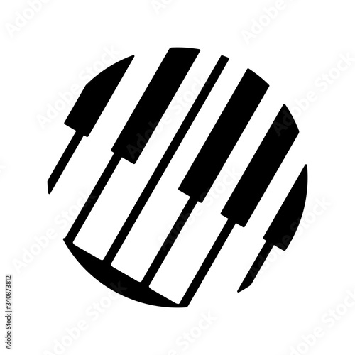 Round piano keys logo black white music sign
