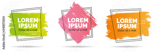 Set of modern abstract vector banners. Brush of different colors with black outline design - Vector