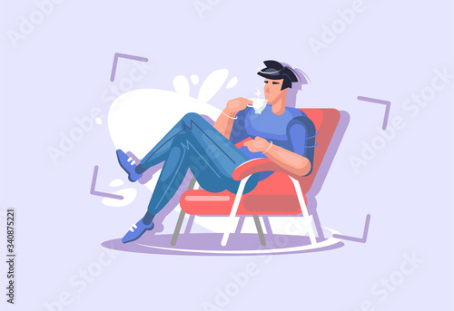 a young guy is sitting in a chair. the rest of the house.