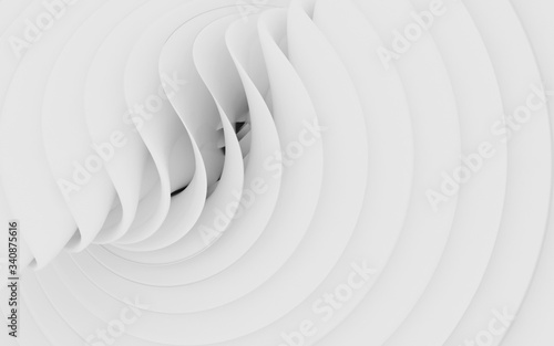 Abstract Curved Shapes. White Circular Background.