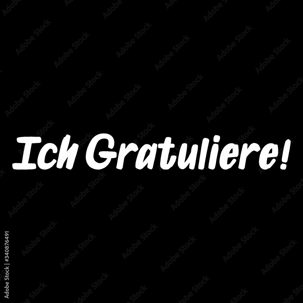 Ich Gratuliere brush paint hand drawn lettering on black background. Congratulation in german language design  templates for greeting cards, overlays, posters