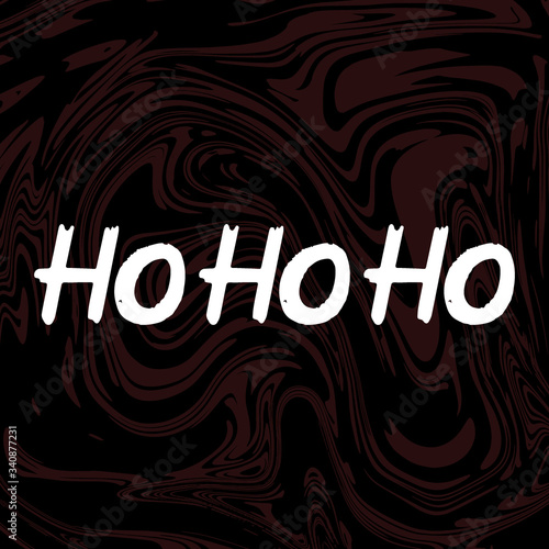 HoHoHo brush hand drawn paint on black background. Design lettering templates for greeting cards, overlays, posters