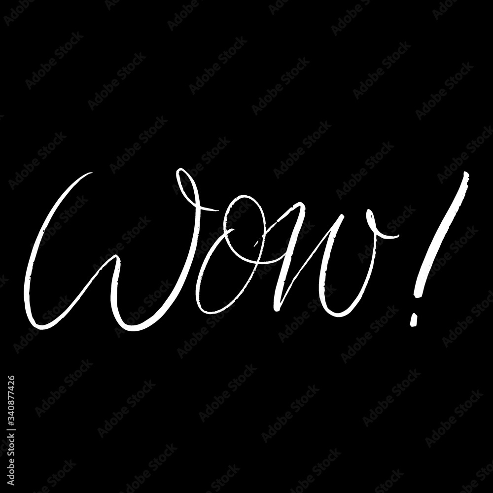 Obraz premium WOW brush hand drawn paint on black background. Design lettering templates for greeting cards, overlays, posters