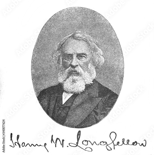 The Henry Wadsworth Longfellow's, american poet in the old book the Great Authors, by W. Dalgleish, 1891, London