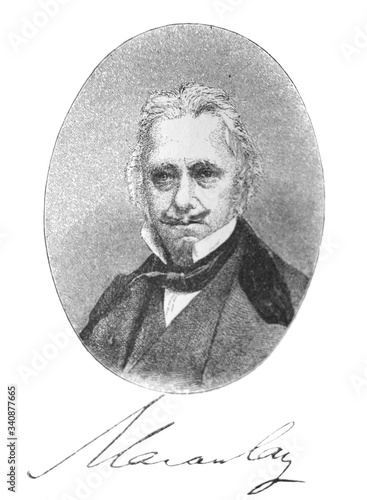 The Zachary Macaulay's portrait, a Scottish statistician in the old book the Great Authors, by W. Dalgleish, 1891, London photo