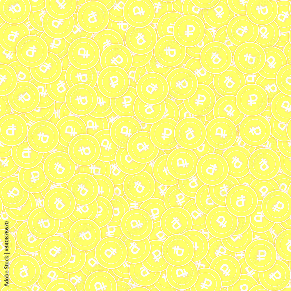 Russian ruble gold coins seamless pattern. Decent 