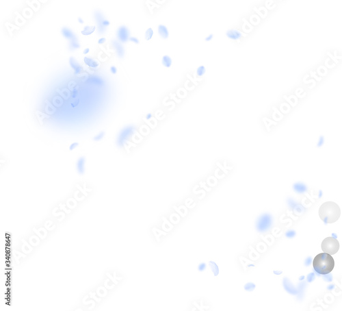 Light blue flower petals falling down. Optimal rom