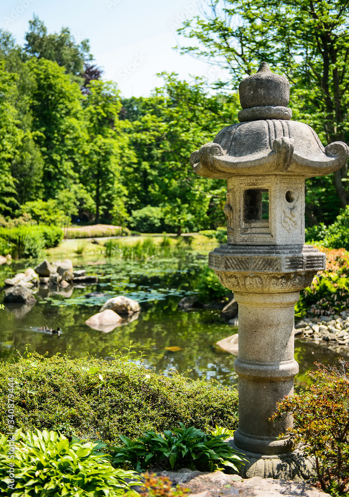 City japanese garden. Harmony in a city park. City break
