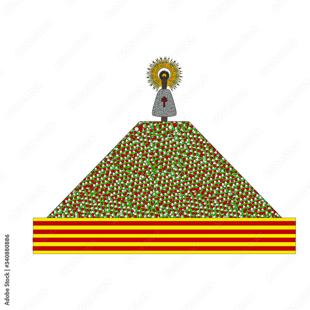 flower offering to the virgin of pilar in zaragoza spain, illustration for web and mobile design.