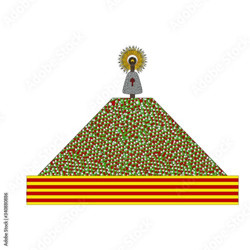 Obraz na płótnie flower offering to the virgin of pilar in zaragoza spain, illustration for web and mobile design. w salonie