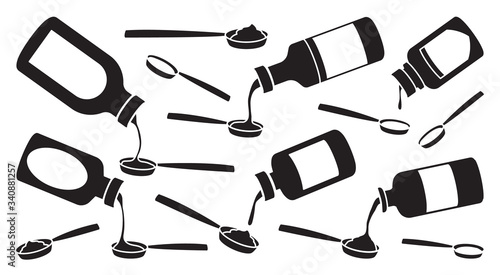 Bottle of syrup isolated vector Black set icon. Vector illustration medical oil on white background . Black set icon bottle of syrup.