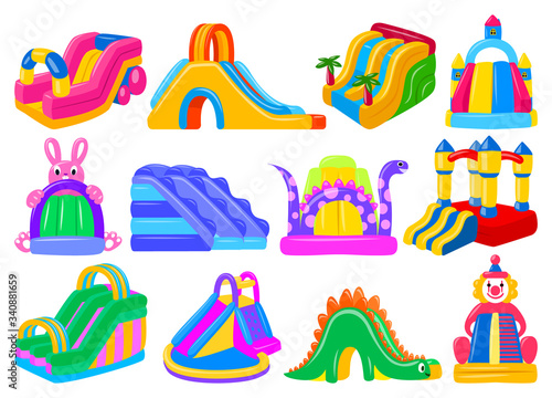 Inflatable castle isolated cartoon set icon. Vector illustration trampoline on white background. Vector cartoon set icon inflatable castle.