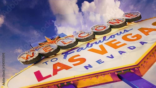 clouds and the Las Vegas sigh with old postcard texture 