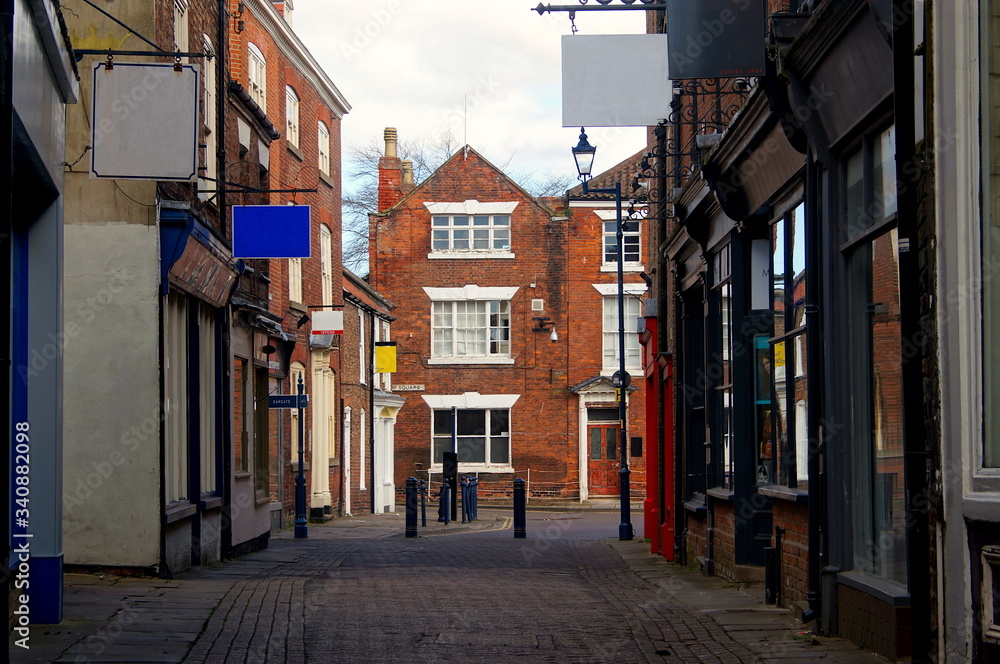 empty narrow street in the old part of town. Boston Lincolnshire